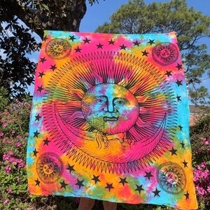 Celestial tie dye tapestry